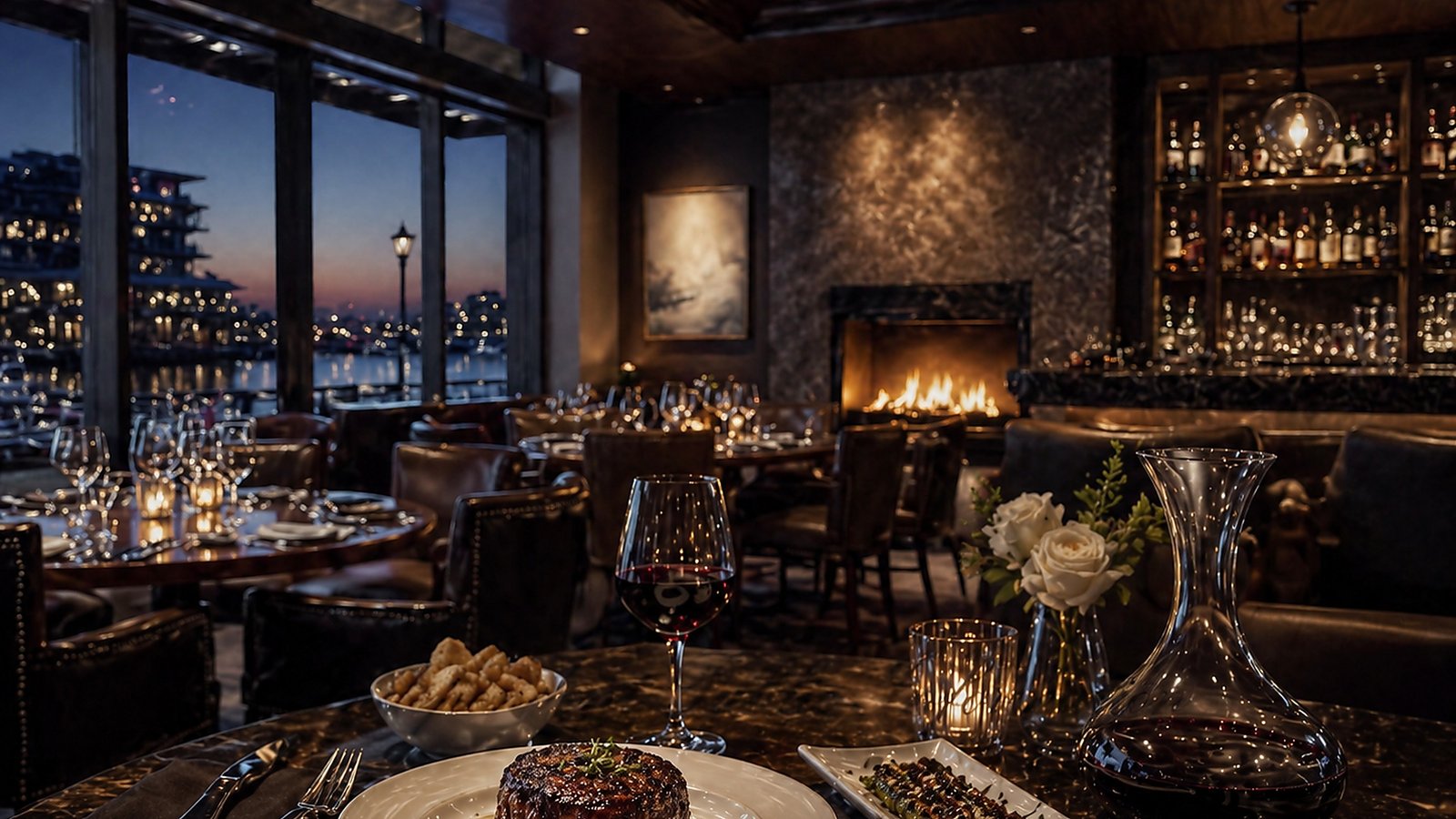 Friday Harbour destination dining lounge and waterfront view